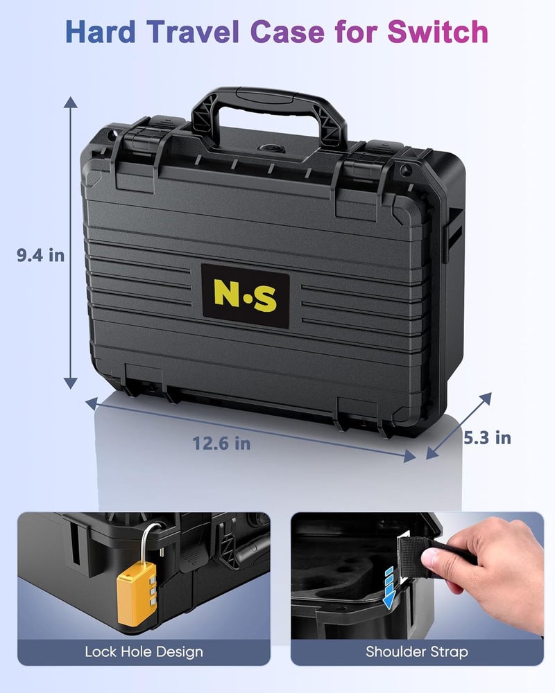 FYOUNG Upgrade Hard Carrying Case for Nintendo Switch 2/Switch 1 Console, Professional Deluxe IP67 Waterproof Bag, All in one Large Capacity Travel Case for Pro Controller&Accessories - Image 4